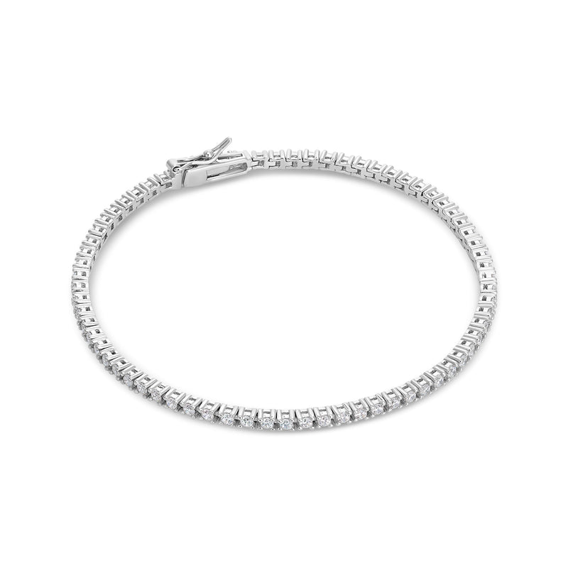 Rivière Silver Bracelet White Zirconia 2 mm