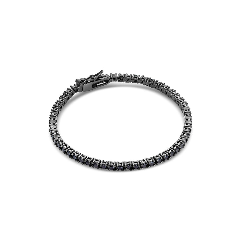 Pulsera Plata Rivière Circonita Negra 2 mm