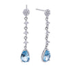 Pave zirconia rosette earrings with blue zirconia detail