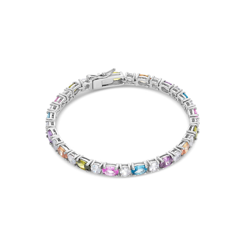 Silver Rivière Multicolor Zircon Bracelet