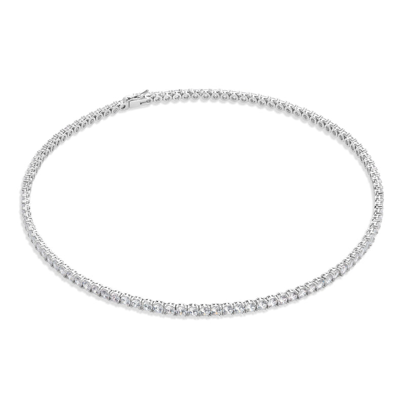 Collier ras du cou en argent et zircons blancs