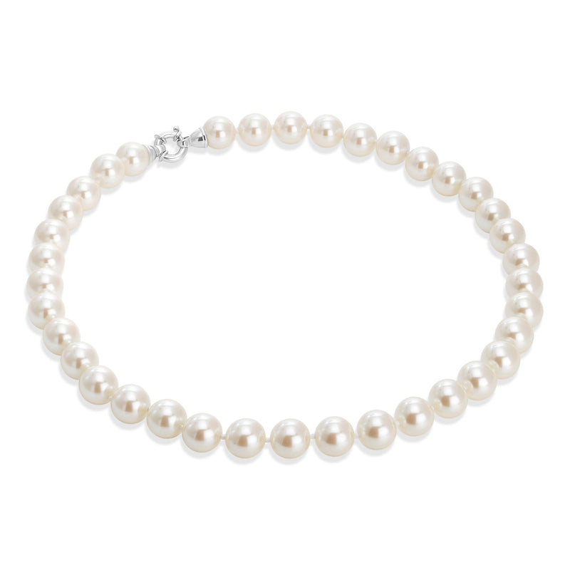 12mm Pearl Necklace with Silver Clasp