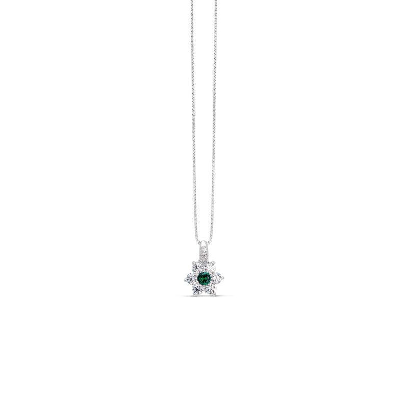 Silver and Emerald Zirconia Pendant