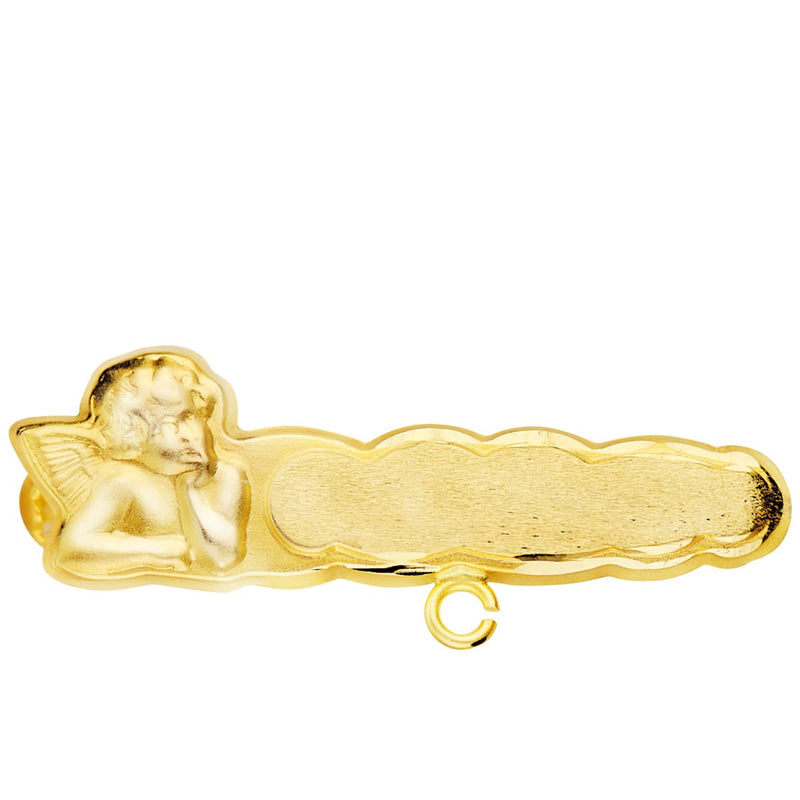 Broche Petit Ange Sculpté en Or Jaune 18K 28X8 mm