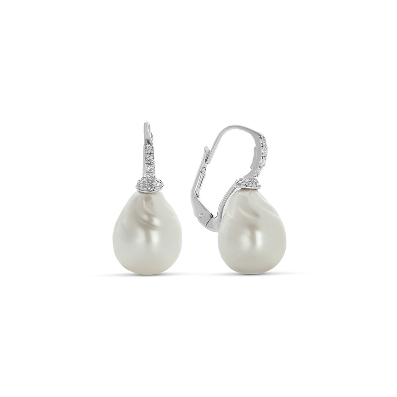 14mm Baroque Pearl Earrings in Silver