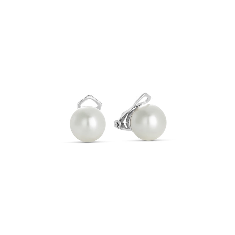 10mm Shell Pearl Earrings in Silver Clip Closure