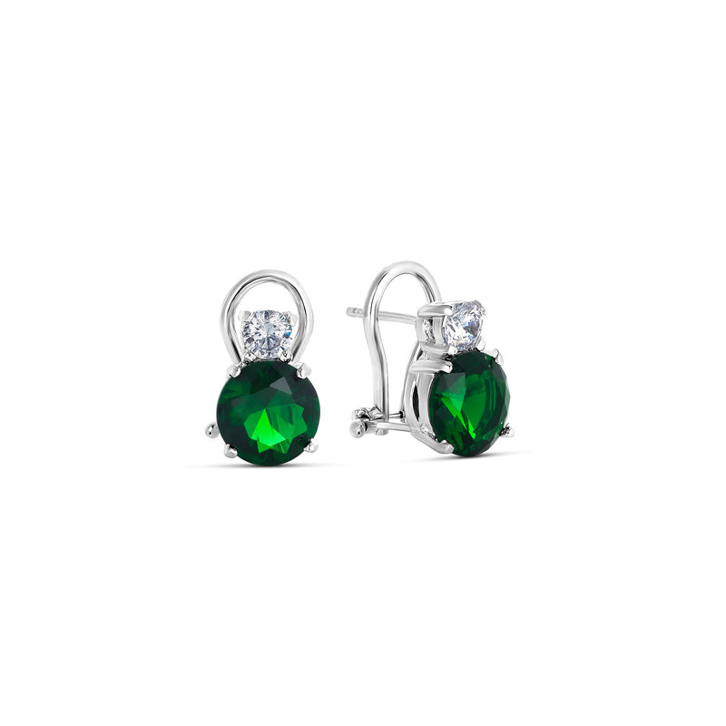 Boucles d'oreilles en argent et zircone double émeraude