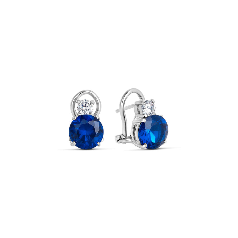 Silver and Double Sapphire Zirconia Earrings