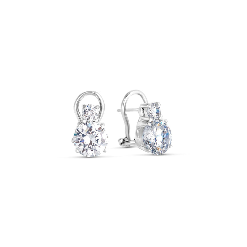 Boucles d'oreilles en argent et double zircon blanc