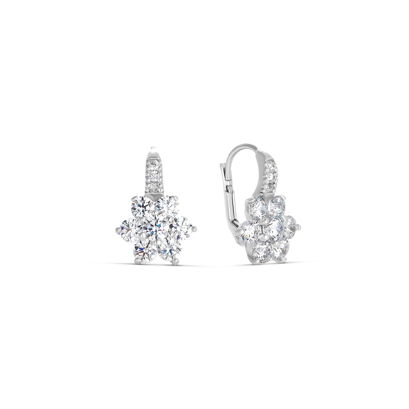 Boucles d'oreilles fleur blanche en argent et zirconium