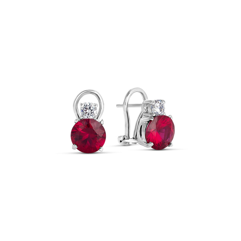 Boucles d'oreilles en argent et zircone double rubis