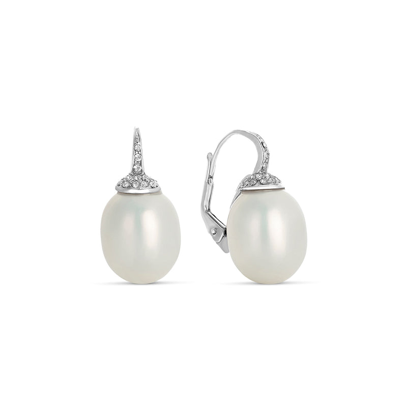 Pendientes Perla Shell Gota y Circonita en Plata