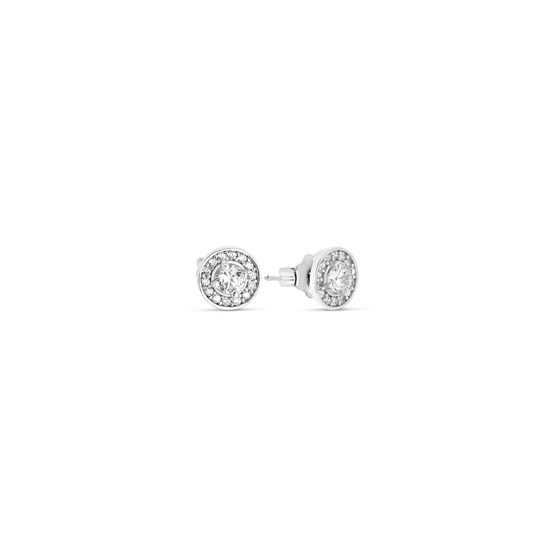 Pendientes Plata Boton Circonita Blanca 7 mm