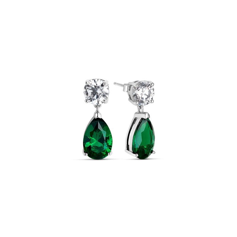 Drop Earrings Silver and Emerald Zirconia