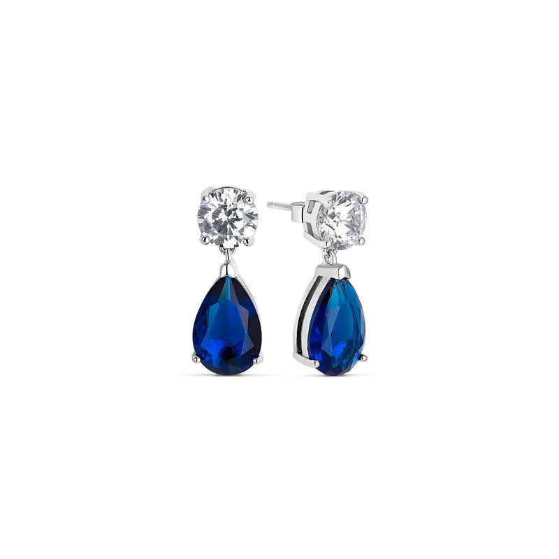 Drop Earrings Silver and Sapphire Zirconia