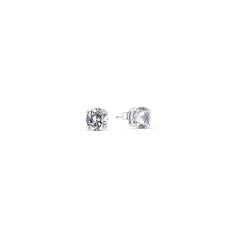 Silver Zircon Sleeper Earrings 7 mm