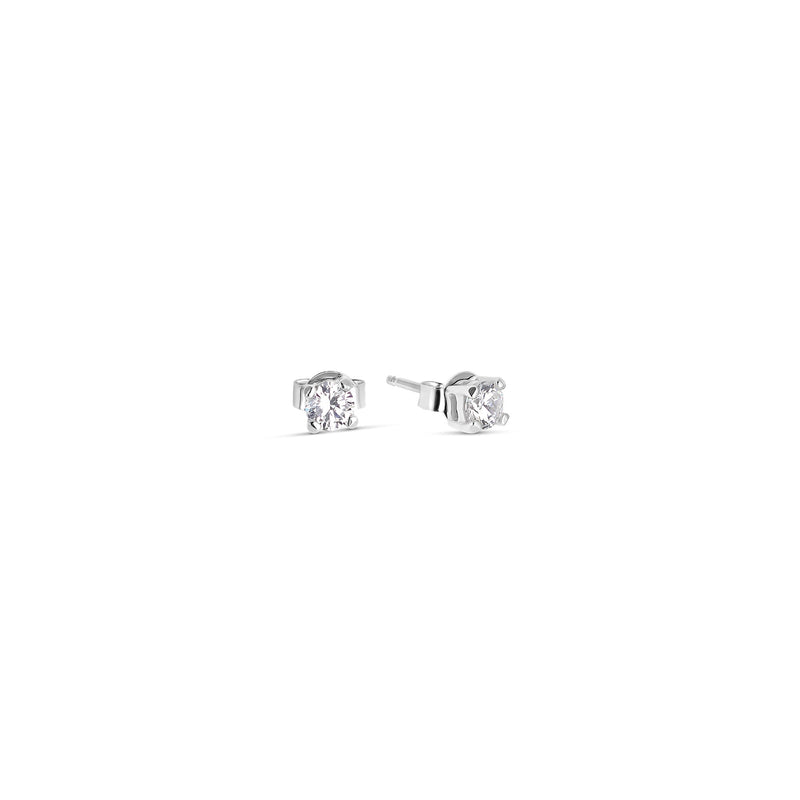 Silver Stud Earrings 4 mm Zirconia