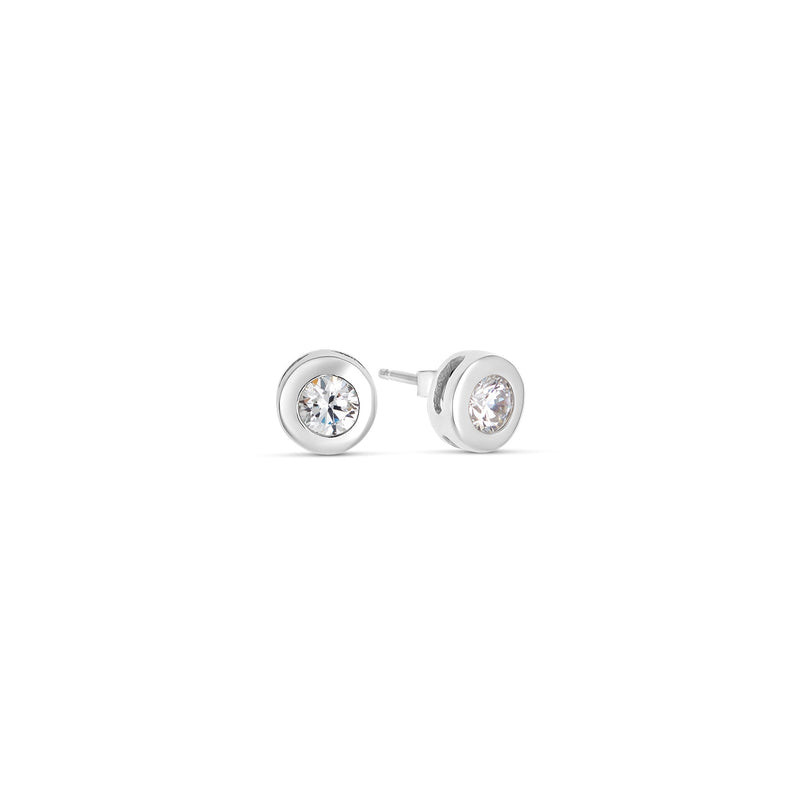 Pendientes Plata Boton Circonita Redonda 8 mm