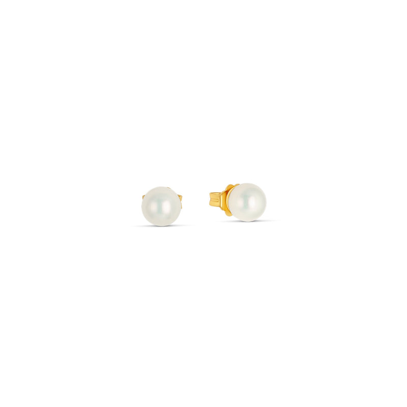 6mm Shell Pearl Earrings in Gold Plated Silver