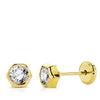 18K Yellow Gold Hexagon Zirconia Earrings 5 ​​mm
