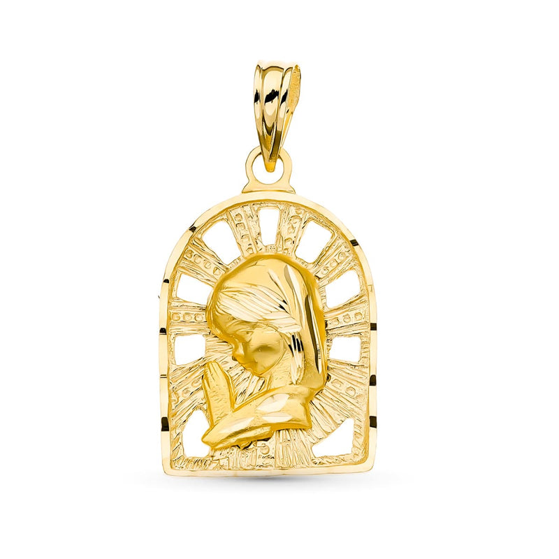 18K Yellow Gold Medal Virgin Girl 22X14 Mm