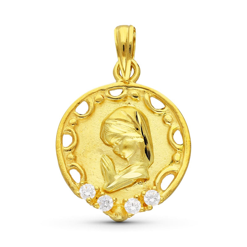 Médaille Fille Vierge En Or Jaune 18K 20X16 Mm