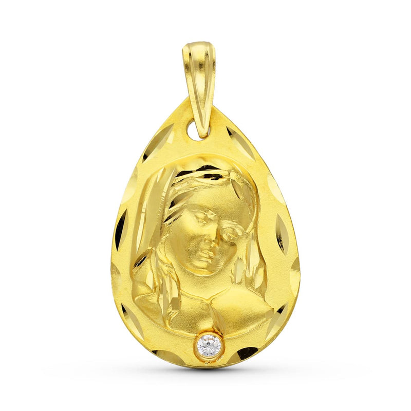 18K Medalla Oro Amarillo Virgen Niña 22X14 Mm