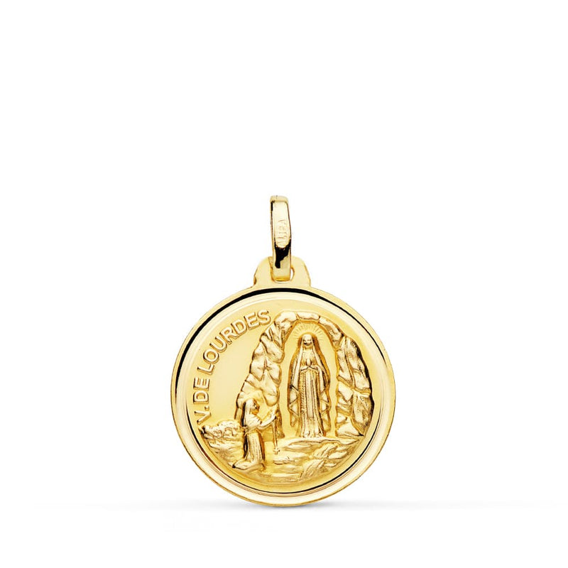 Médaille Vierge de Lourdes 18K Lunette 18 mm