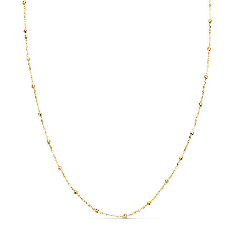 18K Yellow Gold Forced Chain With 2 mm Balls. Width: 0.5 mm Length: 40 cm