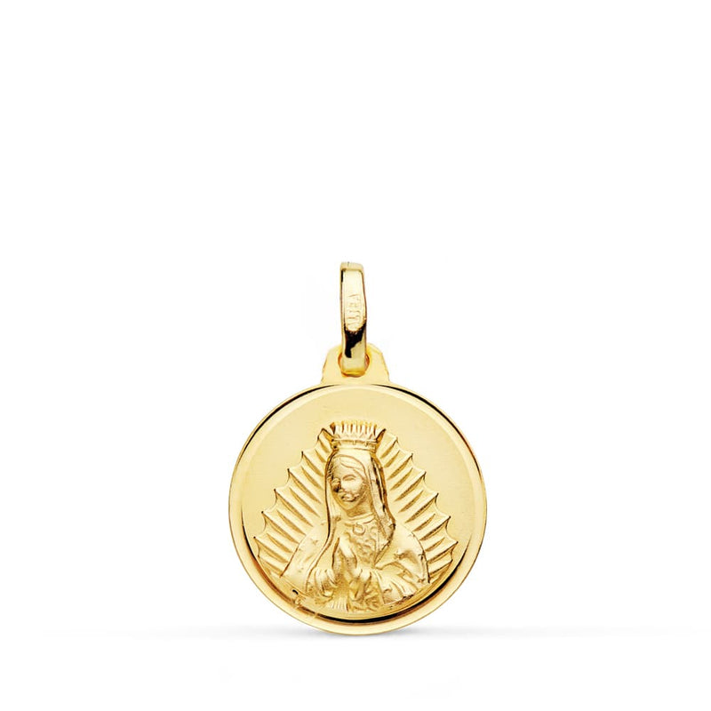 18K Medalla Virgen Guadalupe Bisel 16 mm