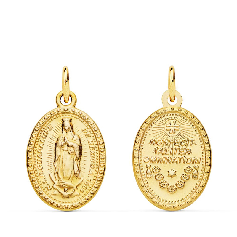 18K Medalla Virgen De Guadalupe Oval 18x14 mm