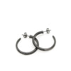 Ruthenium Plated Hoop Earrings with Black Zirconia Large Model 30 mm