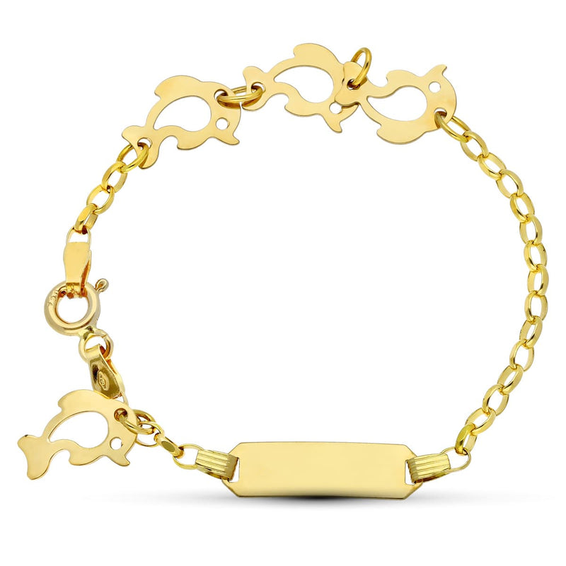 Bracelet Dauphin Or Jaune 18K 13 cm 2 mm