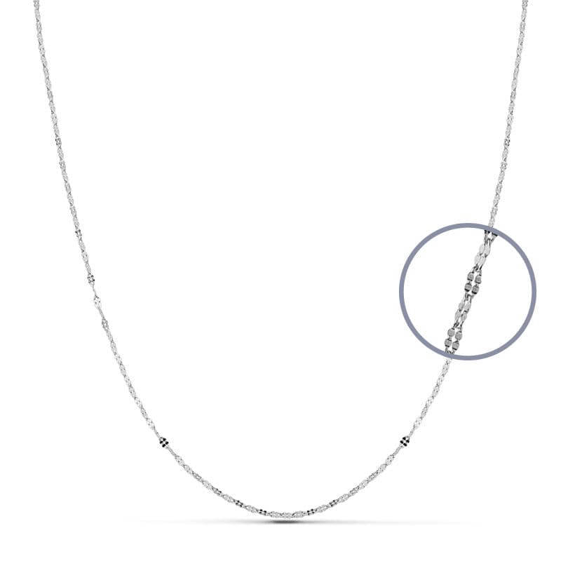 18K Solid White Gold Chain 40 cm 1.1 mm