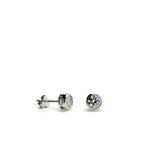 Small Earrings Smooth Silver Circular and Zirconia 6 mm