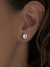 Small Earrings Smooth Silver Circular and Zirconia 6 mm