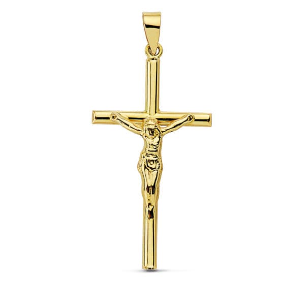 18K Hollow Cross With Christ 32x16 mm