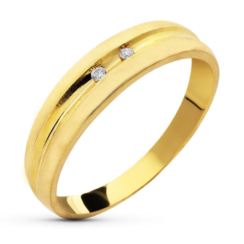 18K Sortija Oro Amarillo Diamantes Talla Brillante 0.050  Qts.