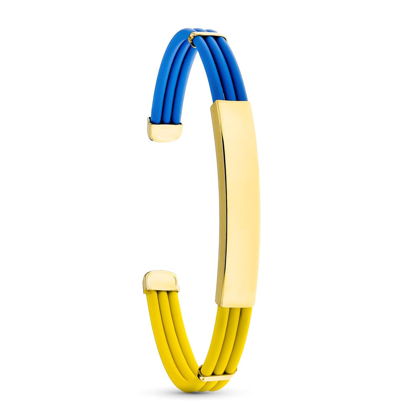 18K Rigid Gold Plate and Terminals Bracelet Ukraine Flag