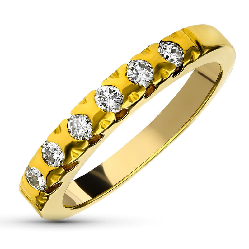 18K Sortija Oro Amarillo Diamantes Talla Brillante 0.35  Qts.
