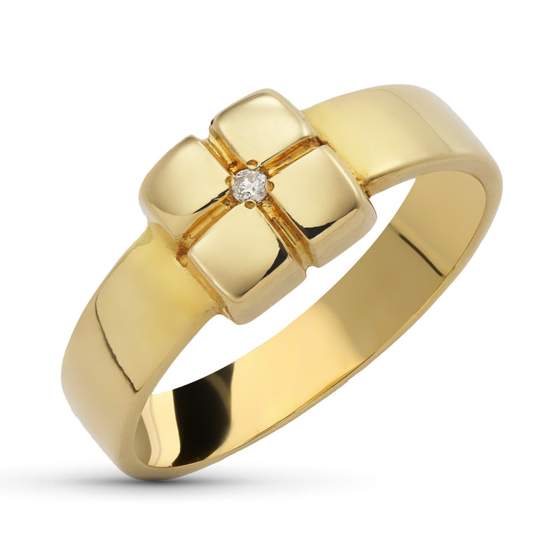 18K Sortija Oro Amarillo Diamantes Talla Brillante 7x7 mm