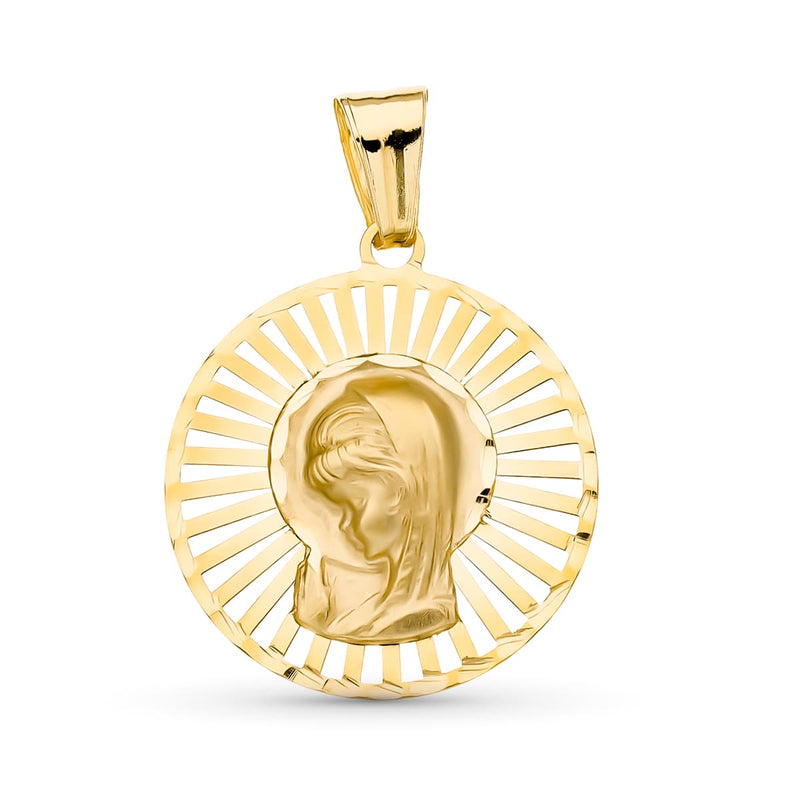 Médaille Fille Vierge Or Jaune 18K 22x20 mm