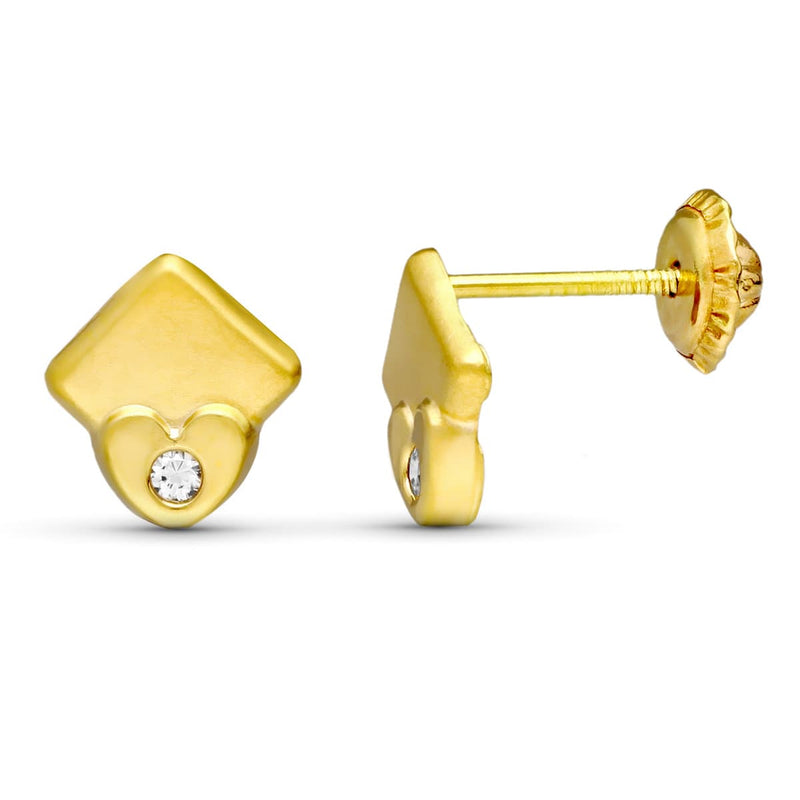 18K Yellow Gold Rhombus Earrings 8X7 mm