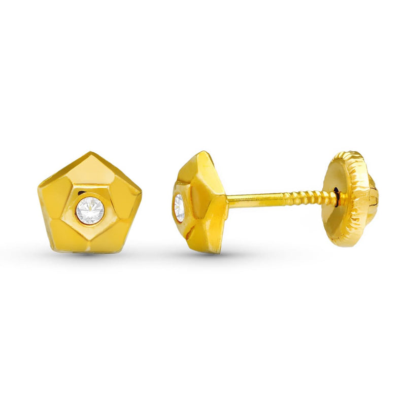 Boucles d'oreilles Pentagone en or jaune 18 carats. 5X5mm