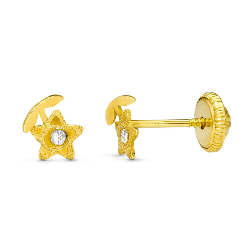 18K Yellow Gold Laser Flower Earrings. 5X4mm