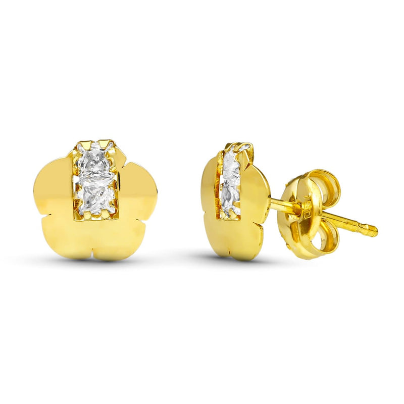 18K Yellow Gold Flower Earrings 6.5X6.5 mm