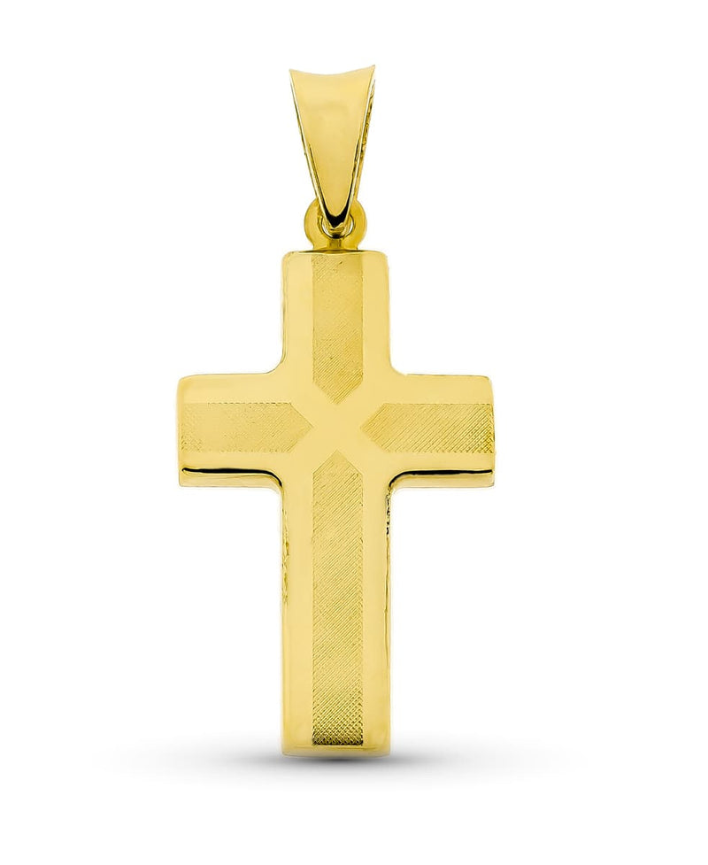 Croix en or blanc 18 carats avec zircone 32x17 mm