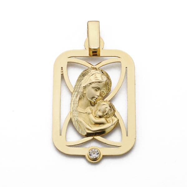 18K Medalla Virgen Madre 26X15 Mm