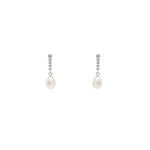 Pearl pendant earrings with zirconia design with movement