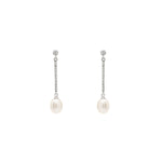 Long pearl earrings with movement and zirconia detail 